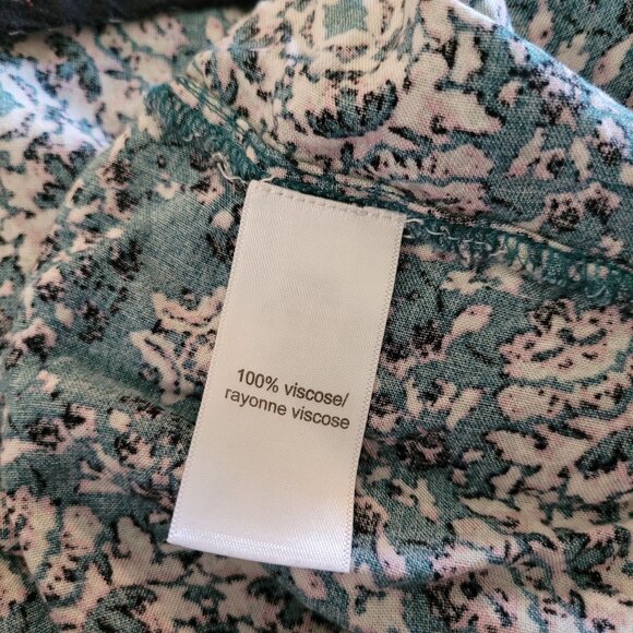 Maurices XS Floral Dress Teal & Pink with Ruffled Sleeves & Hem 100% Viscose - Picture 5 of 6